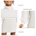 thumbnail image 3 of Vestido De Suéter De Punto, Suéter Cómodo Hasta La Rodilla Vestidos De Suéter De Manga Larga Con Rayas Verticales Color Puro Para Citas Para El Trabajo ANGGREK Blanco XL, 3 of 6