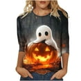 thumbnail image 3 of FDGIU Halloween Shirts for Women Women's Fashion Tees Casual Crewneck 3/4 Sleeve Loose T Shirt Ladies Blouses Shirts Spooky Season Graphic, 3 of 6