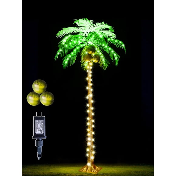 Palmera iluminada por LED de 5 pies con cocos para decoración exterior/interior