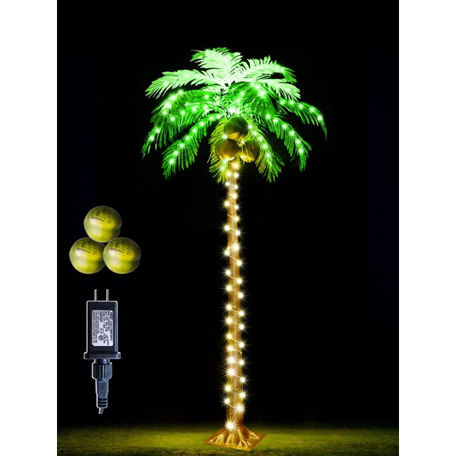 Palmera iluminada por LED de 5 pies con cocos para decoración exterior/interior