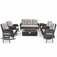 thumbnail image 3 of Opohoro 9-Piece Outdoor Patio Fire Pit Set with Sofa and Flat Arm, 43" Fire Pit Table, Propane Tank Cover for Deck Backyard, 3 of 19