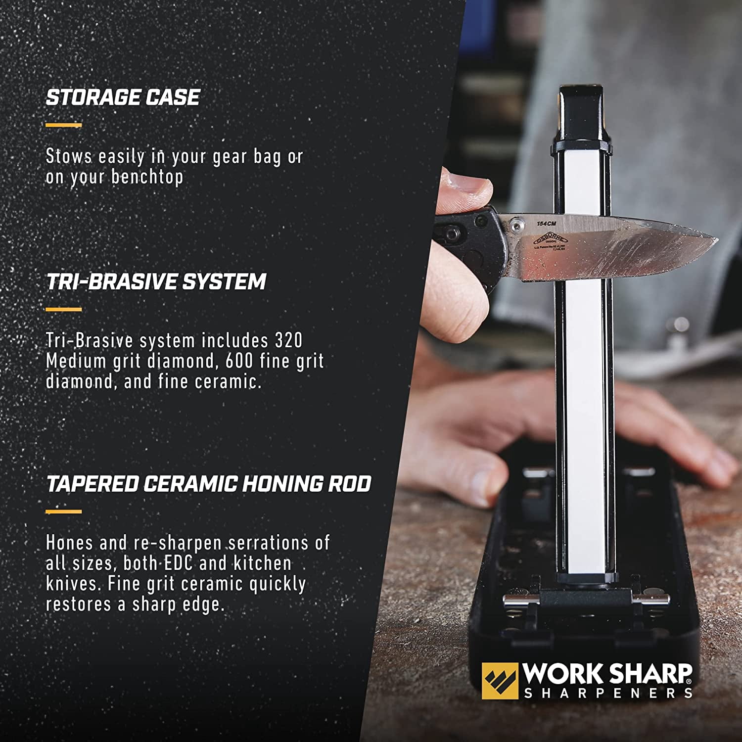 Benchtop Angle Set Knife Sharpener - Ken Onion Edition with Tri-Abrasive Rods