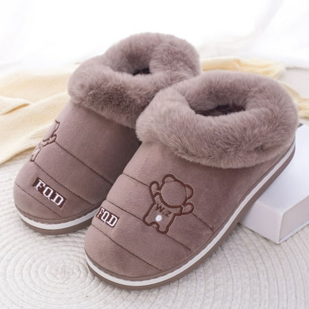 

Daznico Warm Slippers Men Slippers Autumn And Winter Fashion And Comfortable Cartoon Bear Thickened Warm Non Slip 11