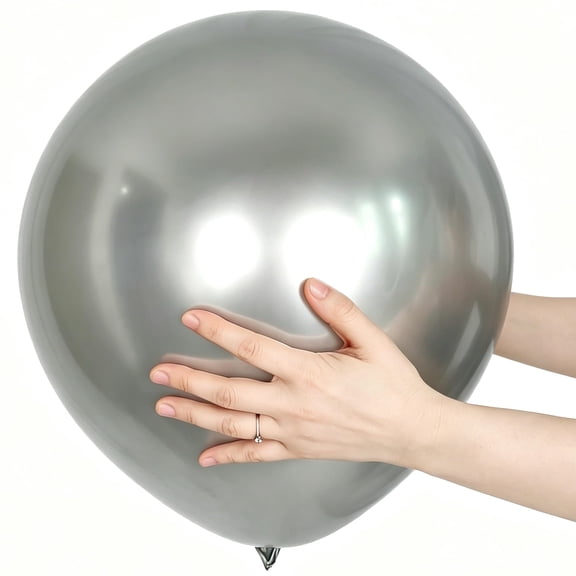 18 Inch 10 Pack Chrome Metallic Silver Balloons KIRIKOU Big Large Round Helium Thick Latex Balloons for Birthday Wedding Baby Shower Graduation Party Decoration