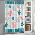 thumbnail image 3 of Turquoise Starfish Shell Fabric Shower Curtain Ocean Jellyfish Coral Stripe Washable Shower Curtains for Bathroom, Waterproof Bath Curtain with Hooks Home Decor 36x72in, 3 of 8