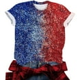 thumbnail image 5 of Cavosen 4th of July Tops for Women Petite Red White and Blue Short Sleeve Round Neck T Shirts USA Star Striped Graphic Shirts Lady XL Patriotic Casual Shirts Independence Day Tunic Tees, 5 of 5