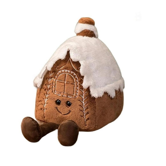 Christmas New Plush Pillow Stuffed Chocolate Cookie House Shape Decor Cushion Cute Funny Xmas Tree Party Decor Doll C-SinKeeU