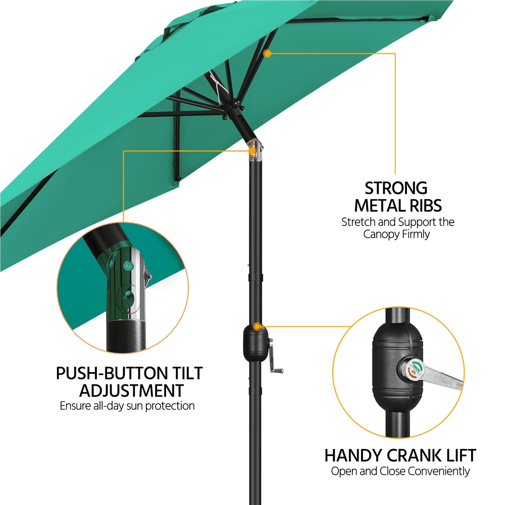 Renwick 9 Ft Outdoor Patio Umbrella with Push Button Tilt and Crank, Turquoise