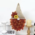 thumbnail image 1 of Thanksgiving Faceless Doll Wreath, 15.75In Fabric Maple Leaf Hanging Ornament With LED String Light Exquisite For Home Door Wall Living Room Kitchen Mantel Indoor Outdoor Holiday Favors Decor, 1 of 3
