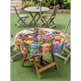 thumbnail image 3 of Easter Bunny Outdoor Tablecloth - 54 Inch Round Dining Table Cover, Colorful Eggs Spring Tulips Flower Vintage Waterproof Outdoor Table Cloth with Umbrella Hole & Zipper for Picnic/Patio/Party, 3 of 7
