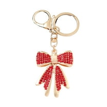 HUANLEDASH Women Rhinestone Bow Keychain Sparkling Bow Bag Charm Faux Crystal Key Chain Car Pendant Valentine Gift