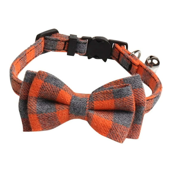 BUYHO Upgraded Cat Collar with Bells,Breakaway Cat Collars with Bow Tie,1 Pack Girl Boy Safety Plaid Kitten Collars