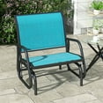 thumbnail image 2 of Barara King Patio Glider Chair, Outside Rocking Glider Swing Chair,Outdoor Glider Chair, Steel Swing Chai with Curved Armrests, Blue, 2 of 11