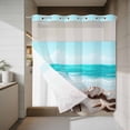thumbnail image 4 of Summer Marine Life No Hook Shower Curtain with Snap in Liner Ocean Conch Starfish Coastal Landscape Waterproof Bathroom Shower Curtain with See Through Top Window for Bathtub 72" x 78", 4 of 9