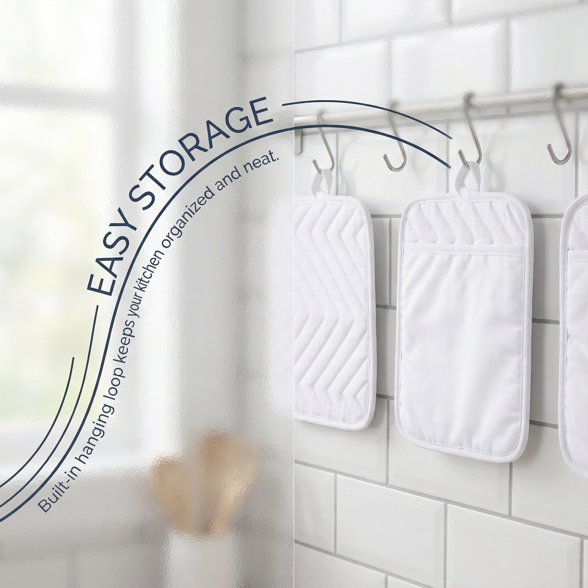 Unique Bargains 2 Pcs Pot Holders Heat Resistant Non Slip Hot Pads for Kitchen White 9.1"x7.1"
