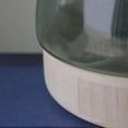 thumbnail image 2 of 7.75" Storm Gray Bubble Glass Pillar Candle Holder with Wooden Base, 2 of 4