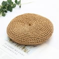 thumbnail image 3 of ZHENHONG Beret Hats for Women Classic French Artist Hat Trendy Breathable Straw Hat Casual Solid Color Headwear Khaki, 3 of 3