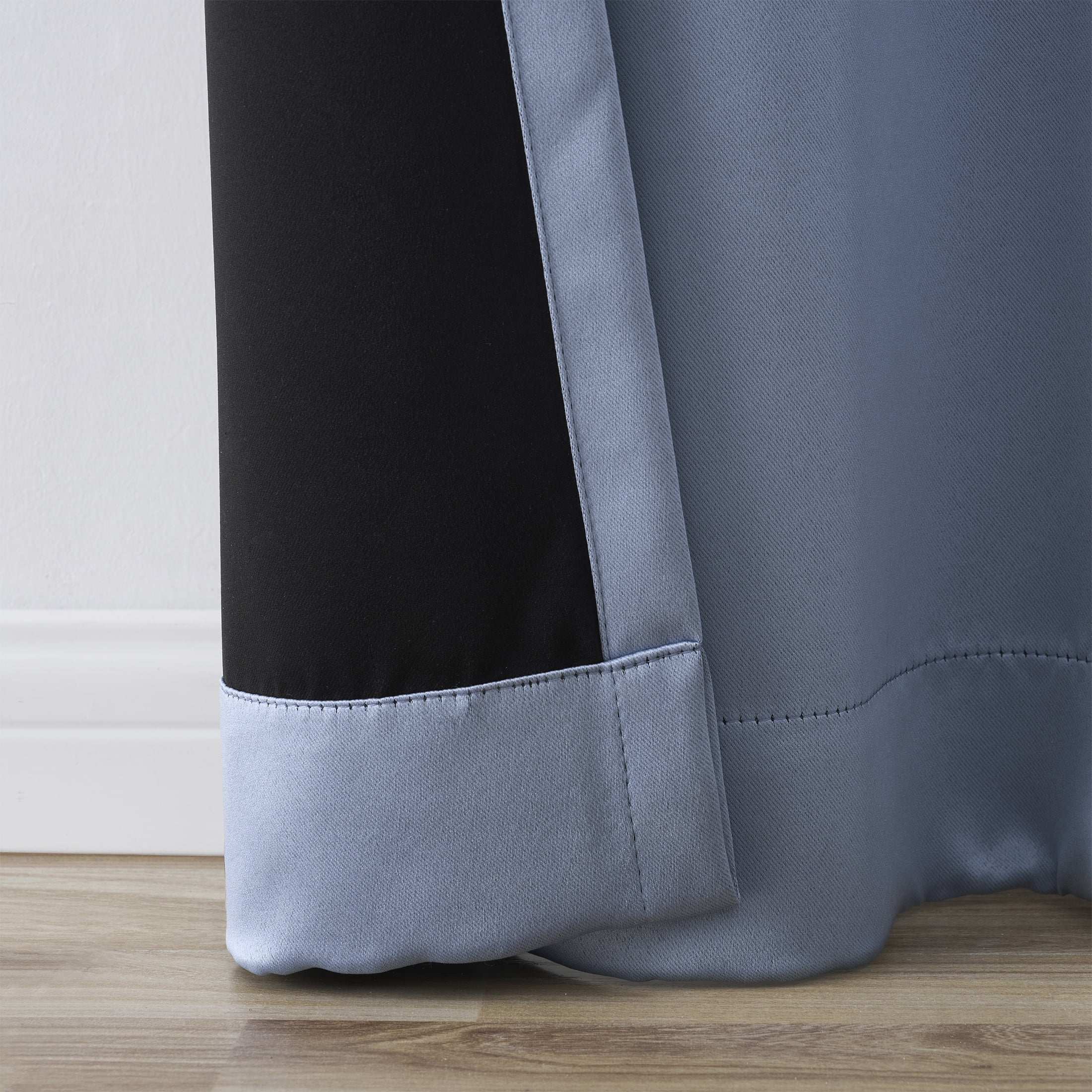 Mainstays Solid Blackout Curtain Panel Pair, Set of 2, Blue Quartz, 30”W x 95”L
