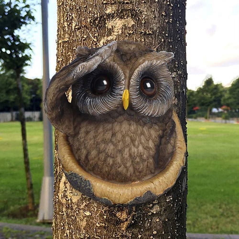 Zhaomeidaxi Tree Faces Garden Decor Owl Tree Hugger Polyresin Outdoor Owl Decor Owl Statue Outdoor Clearance Garden Peeker Yard Art Decoration for Garden Decoration