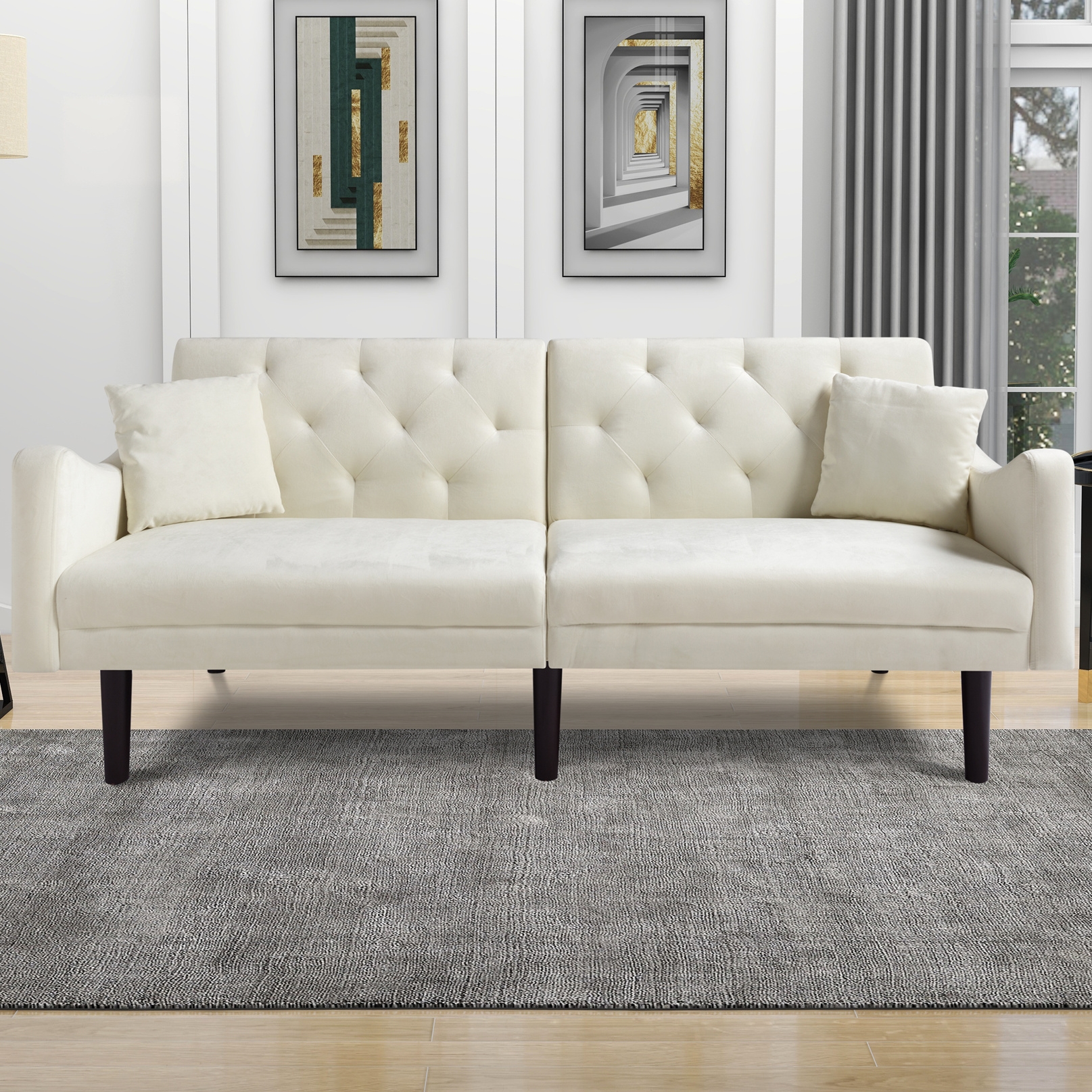 Canddidliike Velvet Upholstery Reclining Loveseat Sleeper Convertible