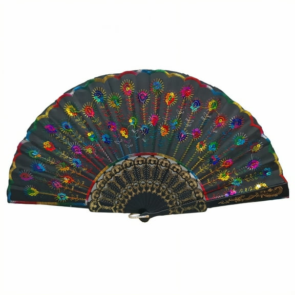 HIBIBUD Folding Fan High-End Printing Dyeing Process Hand Fans for Women Foldable Swift Action Boots on the Ground Fan Style1