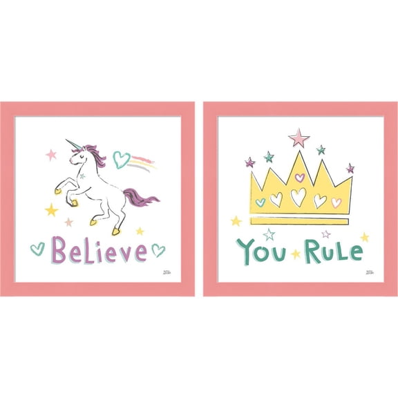 Great Art Now Rainbow Dream B by Melissa Averinos, 2 Piece Framed Art Set Each 13.5"W x 13.5"H