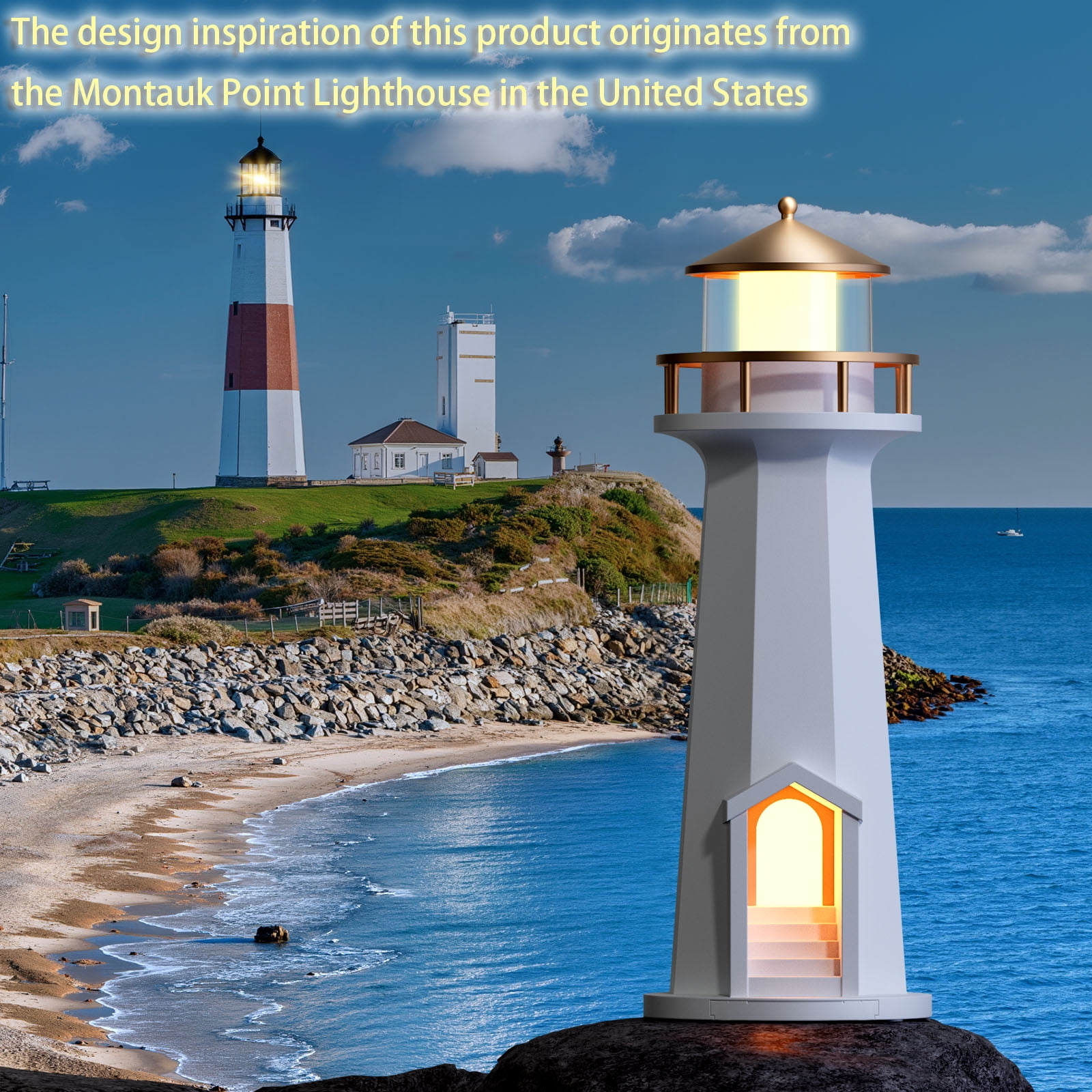 Wireless Charging Lighthouse Night Light | Bluetooth Speaker + Sleep Aid Light with Moon Projection Function, Bedroom Decorative Lighting Gift