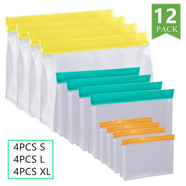 SUTENGDA 10 Pack Silicone Food Bag Fresh-Grocery Bag Reusable Sealed Bag Leakproof-Fruit and Vegetable Food Storage Bag Ziplock