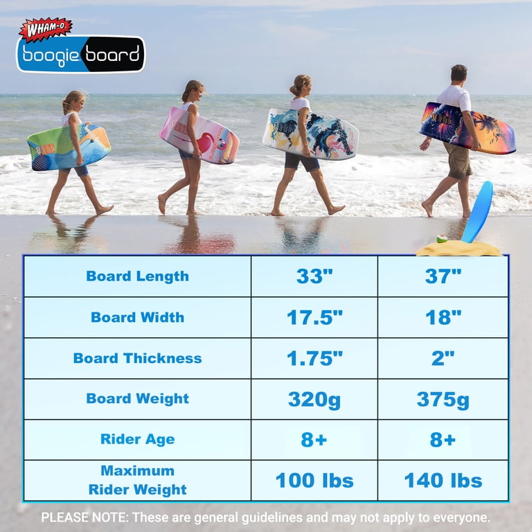 Wham-O 2 Pack 37 Inch Boogie Board, Body Board with Wrist Leash