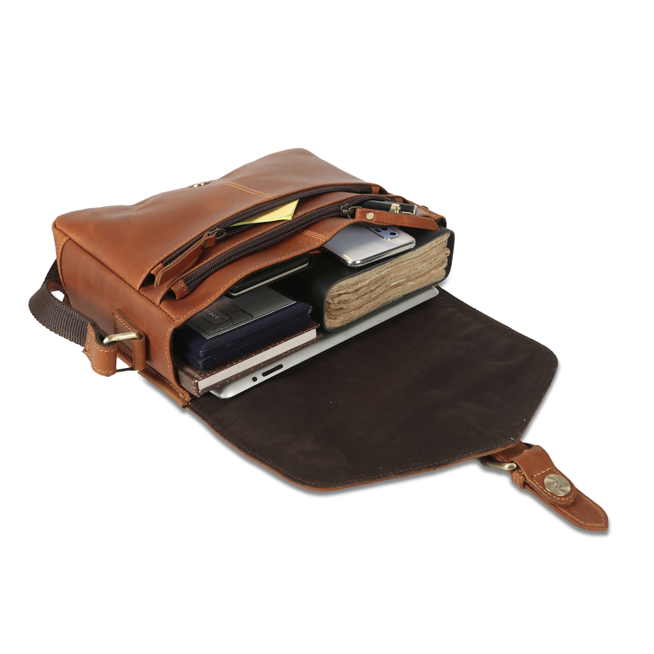 Komal's Passion Leather Women's Premium Buffalo Leather Crossbody Shoulder Bag, Brown