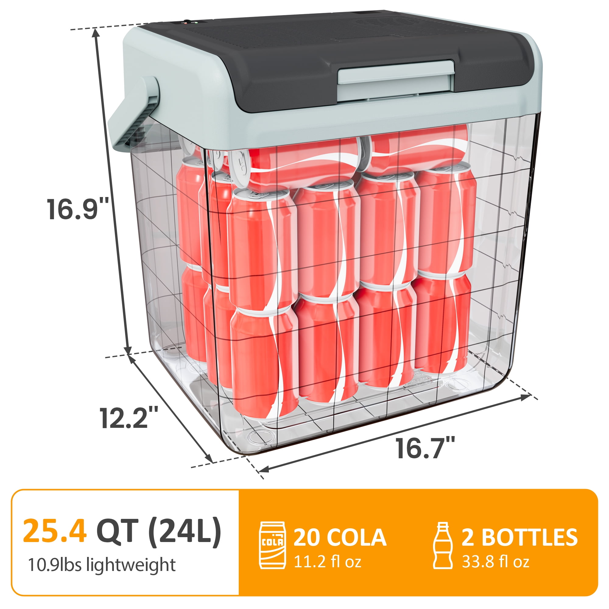 Heynemo 25QT Thermoelectric Mini Fridge – Dual Cooling & Heating Portable Cooler for Travel, Camping, Car, and Home Use, Black
