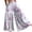 Purple, variant on Floral Tiered Palazzo Pants for Women - High Waist Elastic Wide Leg Trousers, Flowy Boho Beach Bottoms for Women's Summer Vacation & Resort Wear Army Green L