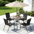 thumbnail image 2 of Arlopu 5-Piece Outdoor Patio Dining Set with Square Table & 4 Textilene Chairs, Black, 2 of 11