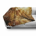thumbnail image 3 of Forest Soft Flannel Fleece Throw Blanket, Fall Autumn Season Sun Beaming Through the Trees Freshening Picture, Cozy Plush for Indoor and Outdoor Use, 60" x 80", Orange Yellow Dark Brown, by Ambesonne, 3 of 6