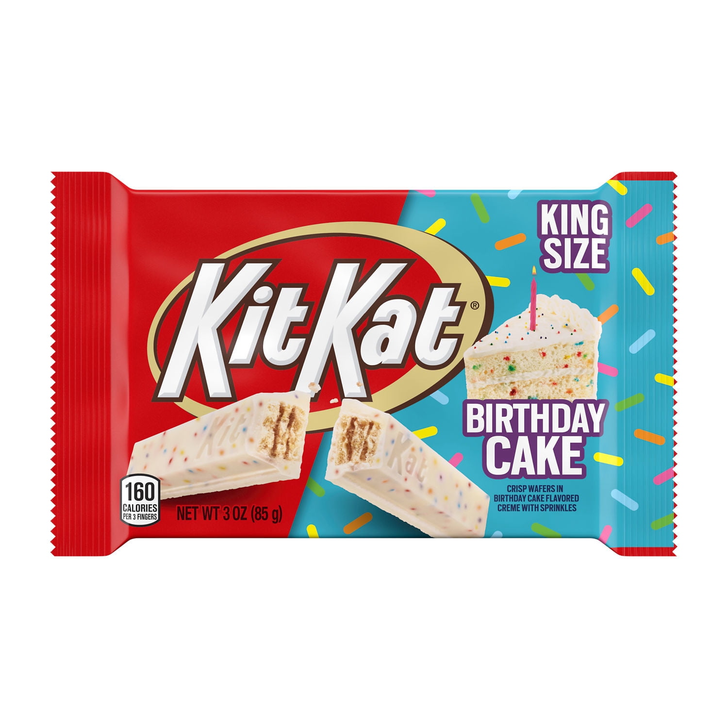 KIT KAT, Birthday Cake Flavored Creme with Sprinkles King Size Wafer Candy Bar, Movie Snack, 3 oz, Pack