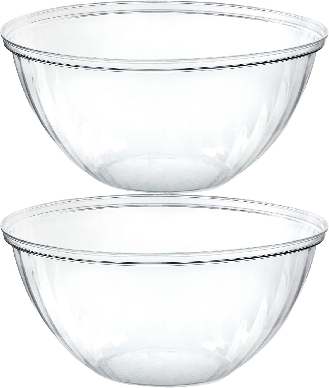 Disposable 48 Ounce Round Crystal Clear Plastic Serving Bowls, Party