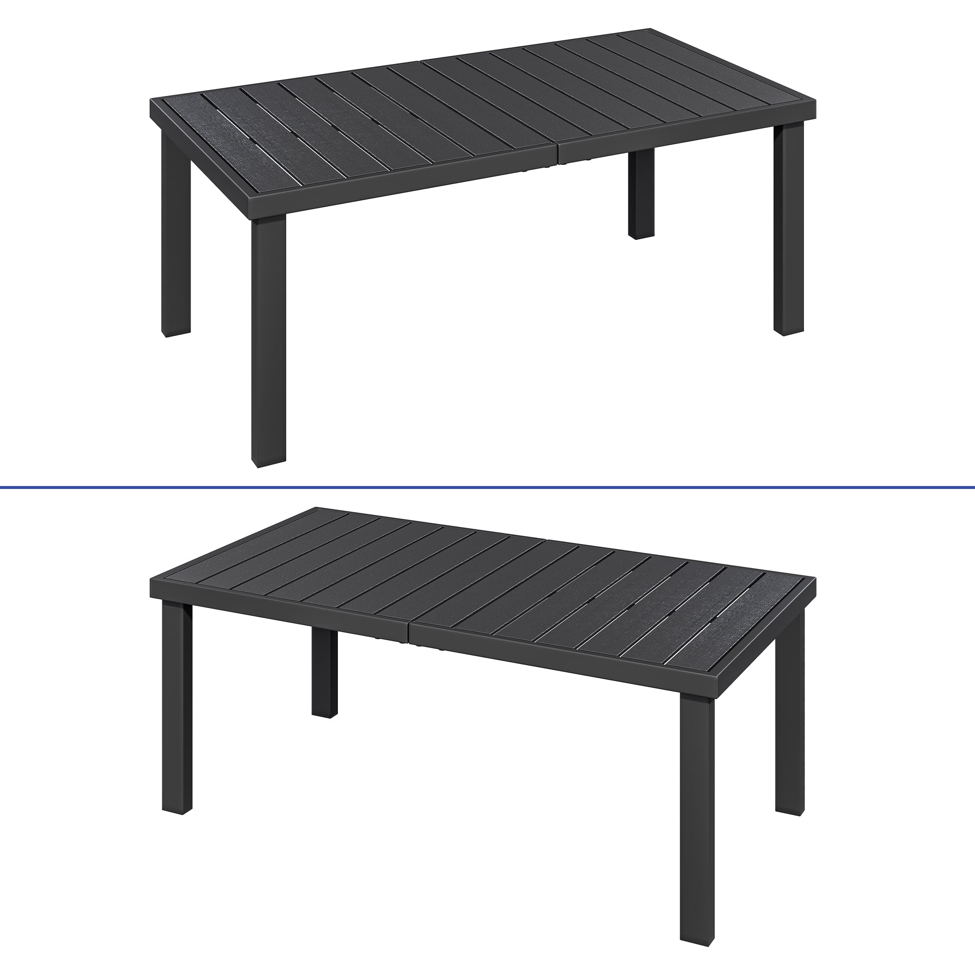Uforic Patio Dining Table, Rectangular Table for 6, Rust-Resistant Table for Outdoor, Black