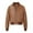 Brown, variant on Dealovy Womens Full Zip Leather Jackets Long Sleeve Loose Motorcycle Jacket Outdoor Coats