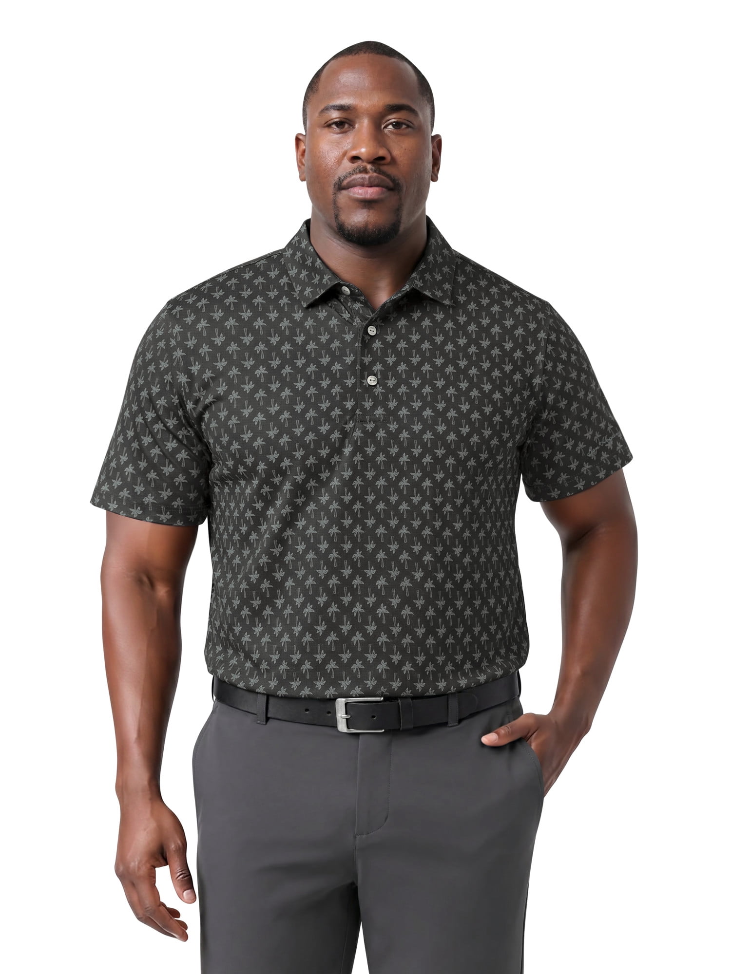 Ben Hogan Performance Men’s & Big Men's Heathered Palm Short Sleeve Golf Polo Shirt, Sizes S-4XLT