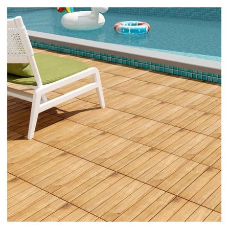 30 PCS Interlocking Deck Tiles 12x12 Inch Acacia Wood Patio Flooring, Natural Finish, Outdoor & Indoor Use, DIY Decking for Patio, Balcony, Garden - 29 Sq.ft Coverage