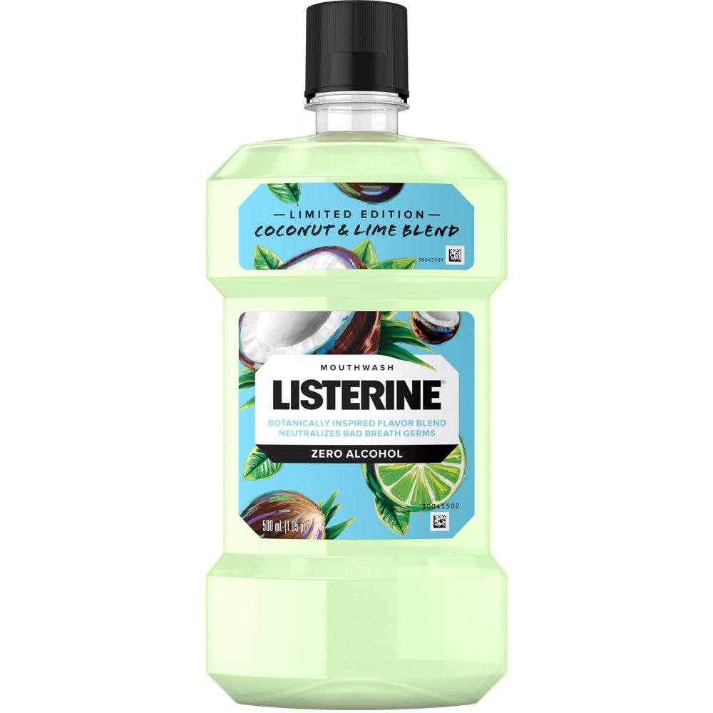 Listerine Zero Alcohol Mouthwash, Oral Rinse Kills up to 99 of Bad Breath Germs, Limited