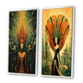 thumbnail image 3 of Designart "Retro Reverie Goddess in Dreamy Colors III" Fashion Woman Framed Wall Art Set Of 2 - Glam Brown Frame Gallery Set For Office Decor, 3 of 6