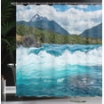 thumbnail image 4 of Ambesonne Landscape Shower Curtain, River Cloudy Mountain, 69"Wx84"L, White Green Grey, 4 of 5