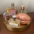 thumbnail image 6 of 2Pcs Round Gold Tray,Metal Decorative Makeup Tray Organizer for Vanity,Bathroom,Matte Brass Finish, 1.8 Inch & 7.9 Inch, 6 of 8