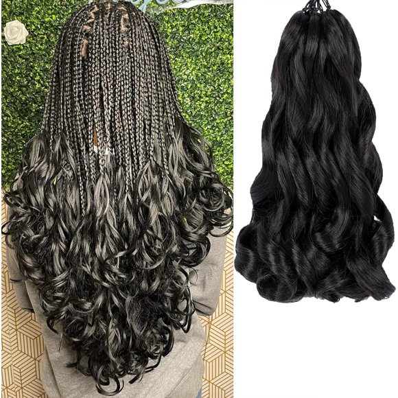shiyou-8 Packs French Curl Braiding Hair Pre Stretched Bouncy Loose Wavy Braiding Hair 14 Inch Spanish Curly Braiding Hair Synthetic Crochet Braids Hair For Box Braids Hair Extension (14 Inch, #1B)