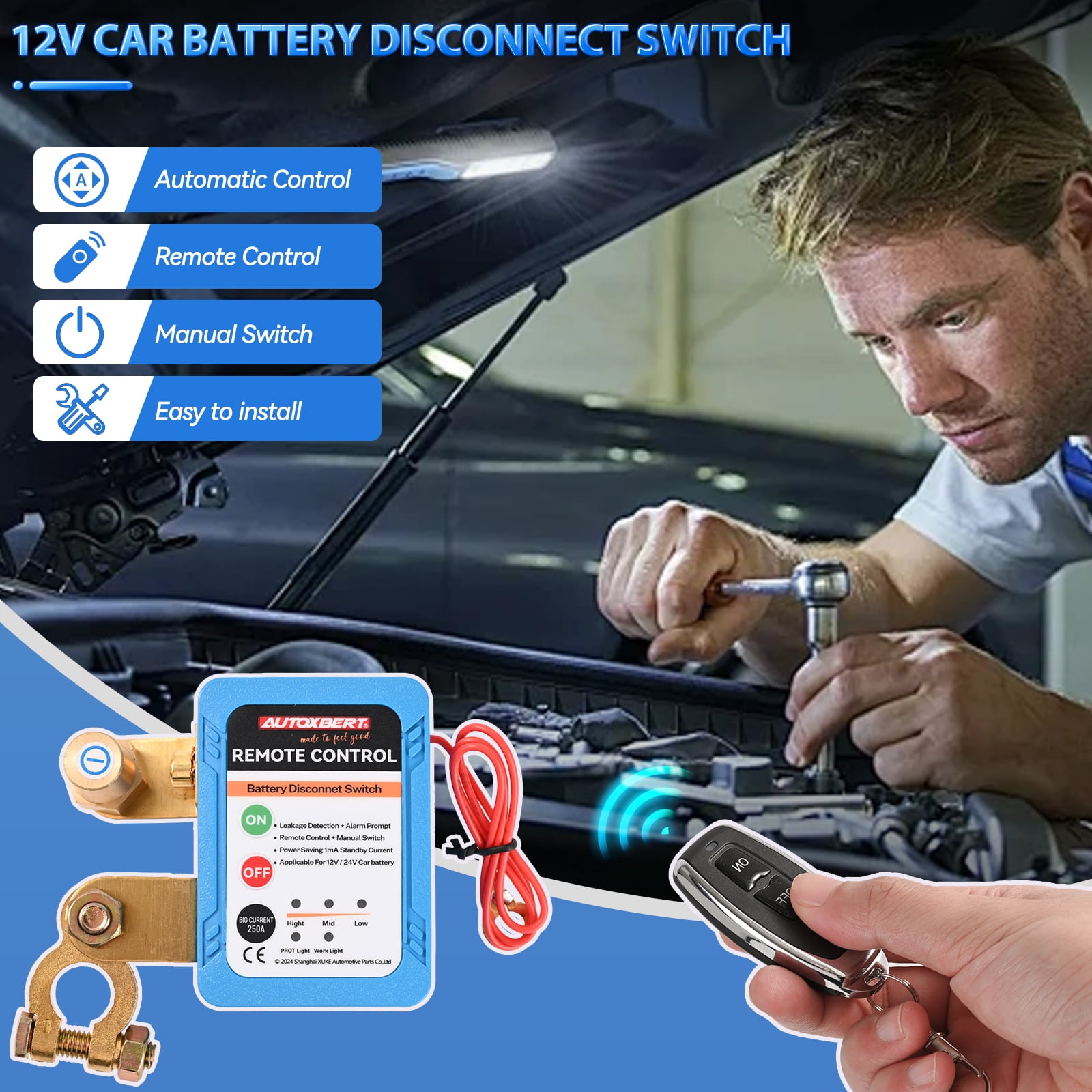 OEMASSIVE Car Remote Battery Disconnect Switch 12V 240A Battery Kill Switch for Auto RV ATV