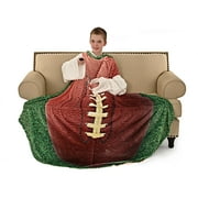 Football Wearable Sleeved Round Arm Blanket 68" Diameter-  Warm & Snuggly Circle Throw Blanket - Novelty Robe or Couch Blanket - Fun Cozy & Warm Sports Blanket - Flannel Winter Blanket - Perfect Gift