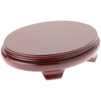 Plymor Red Oval Wood Veneer Footed Display Base, 8.25" W x 6.25" D x 1.75" H (8" x 6" Display Area), Pack of 2