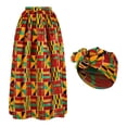 thumbnail image 4 of Bibifish Womens Skirts Boho African Floral Print Maxi Skirt Casual High Waist A Line Flowy Long Skirt with Pockets and Headwrap Set, 4 of 5