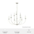 thumbnail image 7 of Hunter - Southcrest 9-light Distressed White, Large Chandelier, Dimmable, Casual Style, Candle Shaped, for Bedrooms, Dining, Living Rooms - 19633, 7 of 7